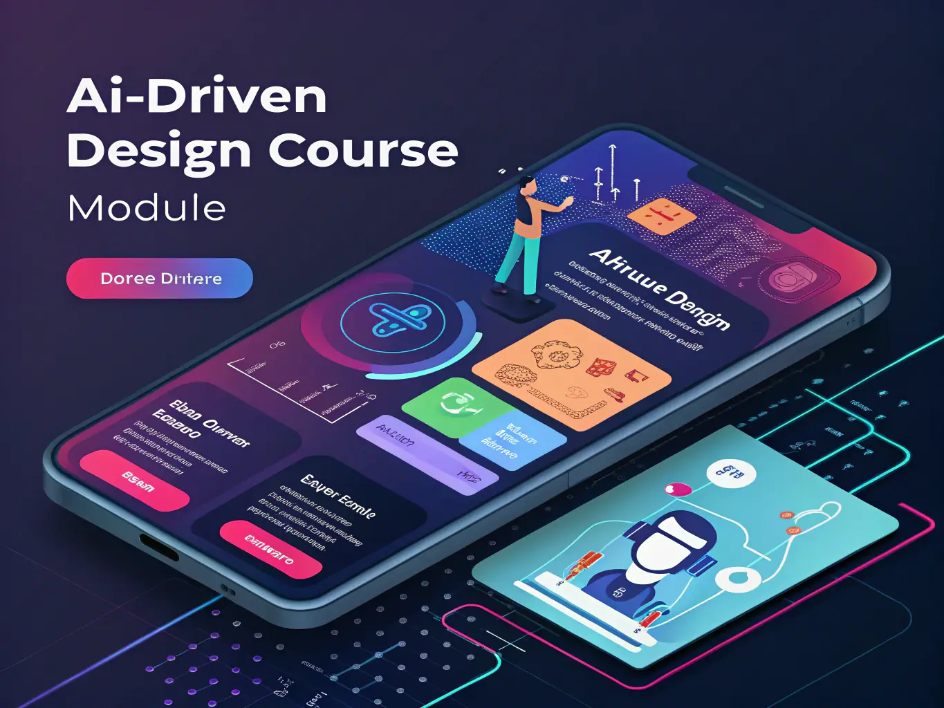 A graphic illustrating Wizie's AI engine analyzing employee data to create personalized learning paths, showing data points converging into a customized curriculum.